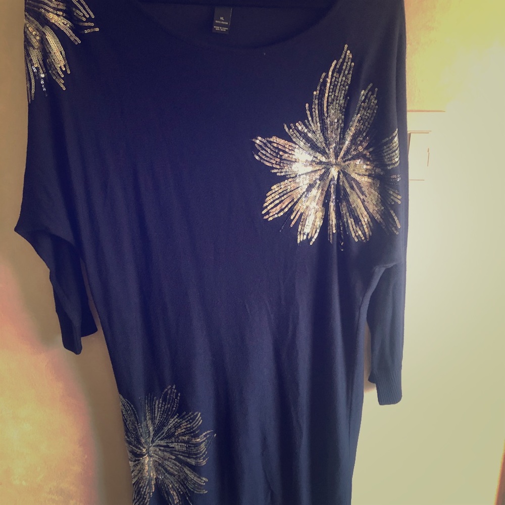 INC Midnight blue sequined tunic
